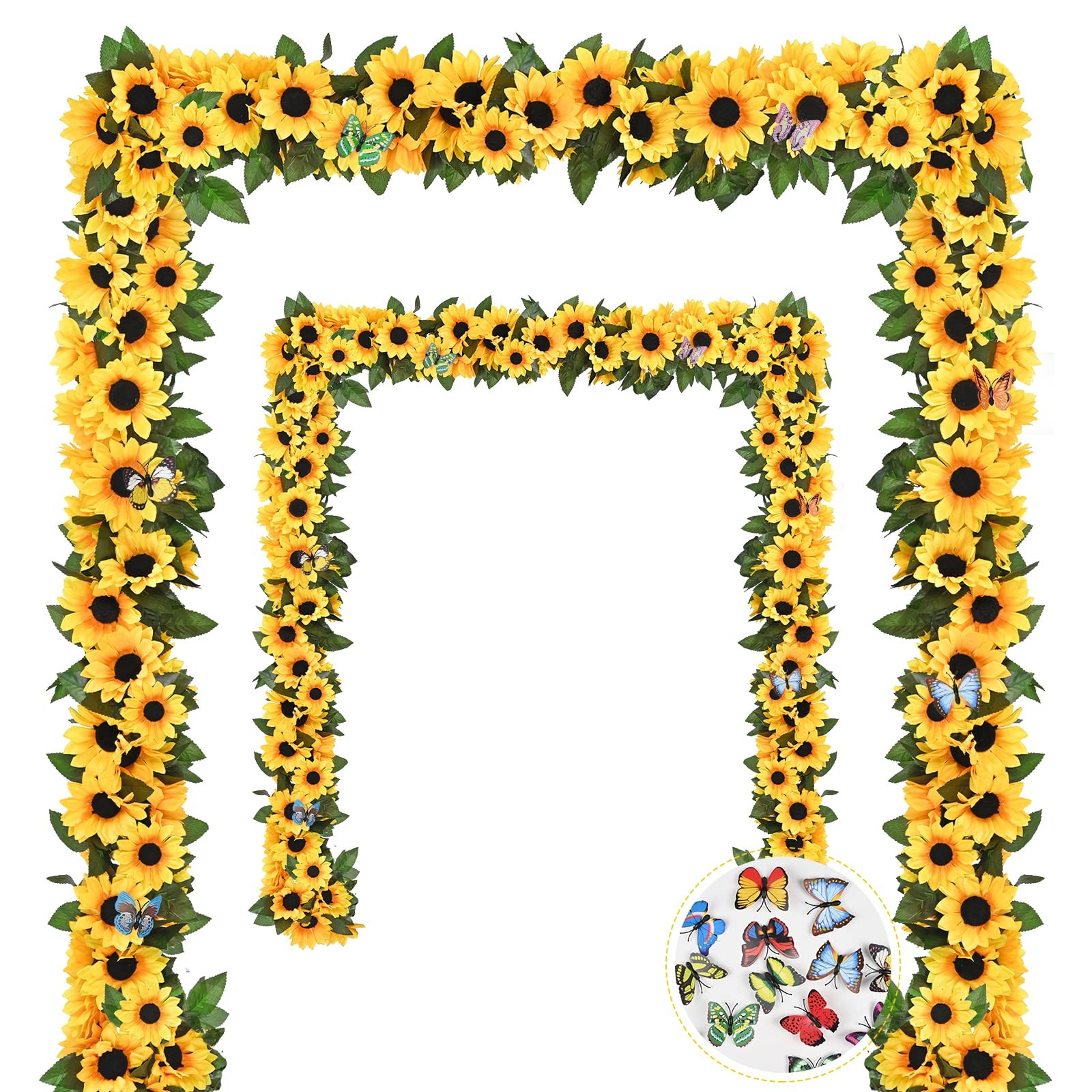 2 Pack Artificial Sunflower Garland Decor, Sunflower Vines Hanging Flowers Ga…