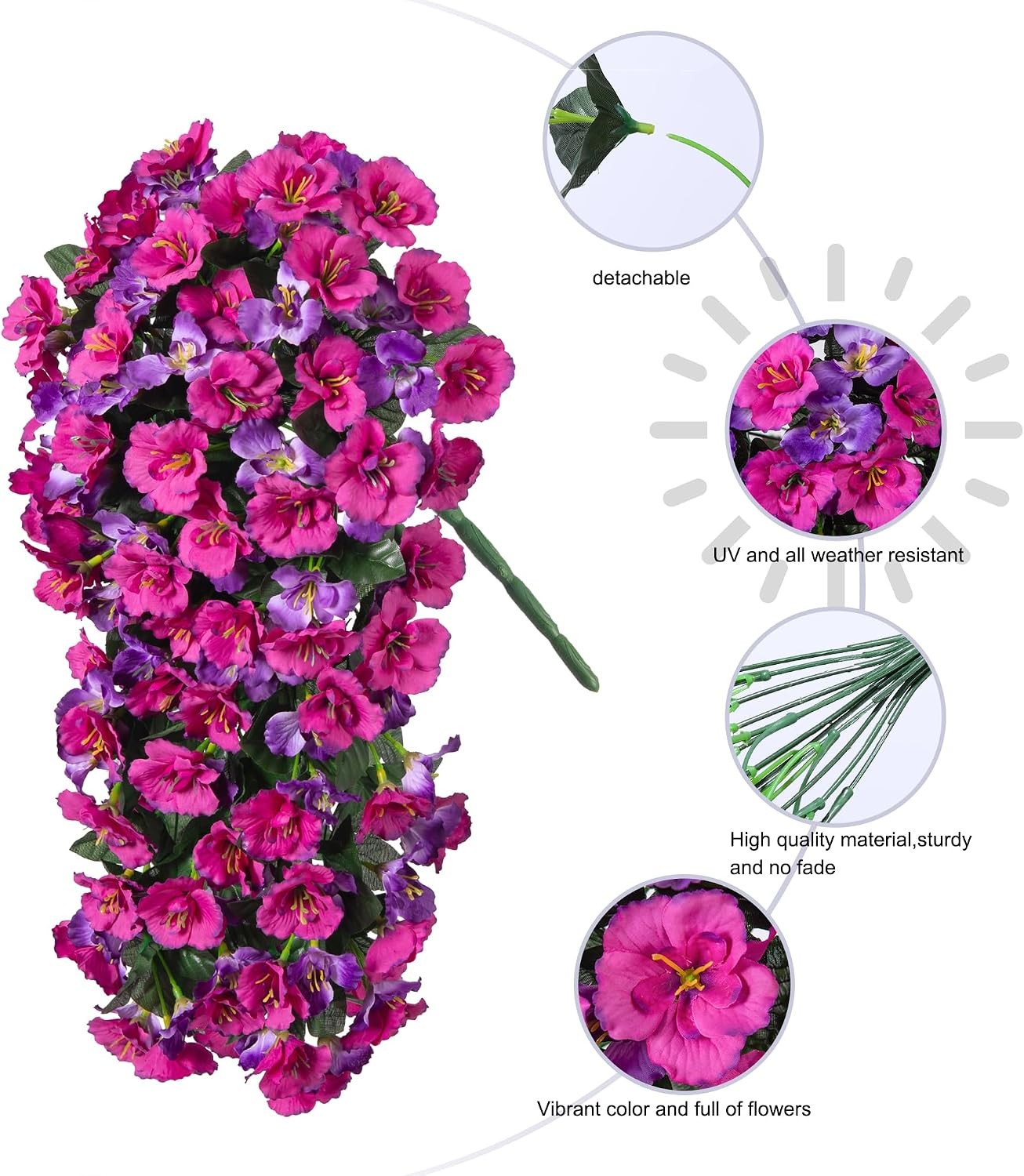 Fake Hibiscus Artificial Hanging Flowers Plants for Outdoors Decoration 2pcs