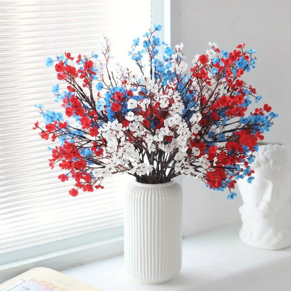 15pcs White Blue Red Mixed Color Artificial Flowers Gypsophila Fake Plants