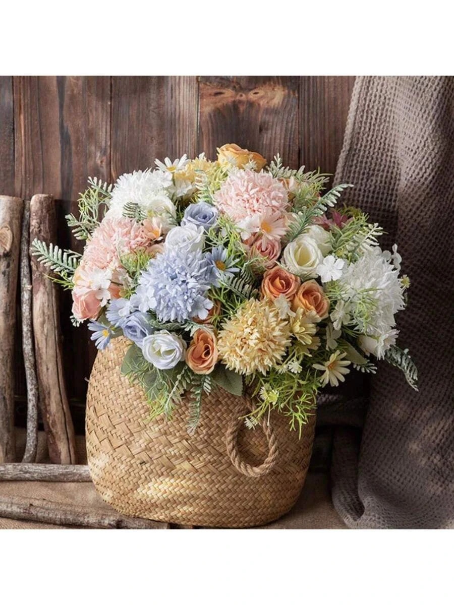 4 Pack Artificial Hydrangea Rose Flowers 11.6in Wedding Home Decor