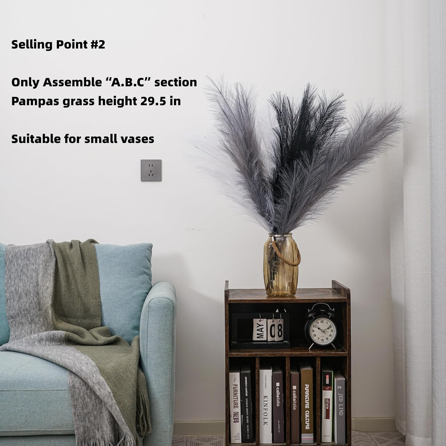 Pampas Grass Decor Tall 6 Pcs 44”/3.7ft Fluffy Large Pompas Grass for Floor …