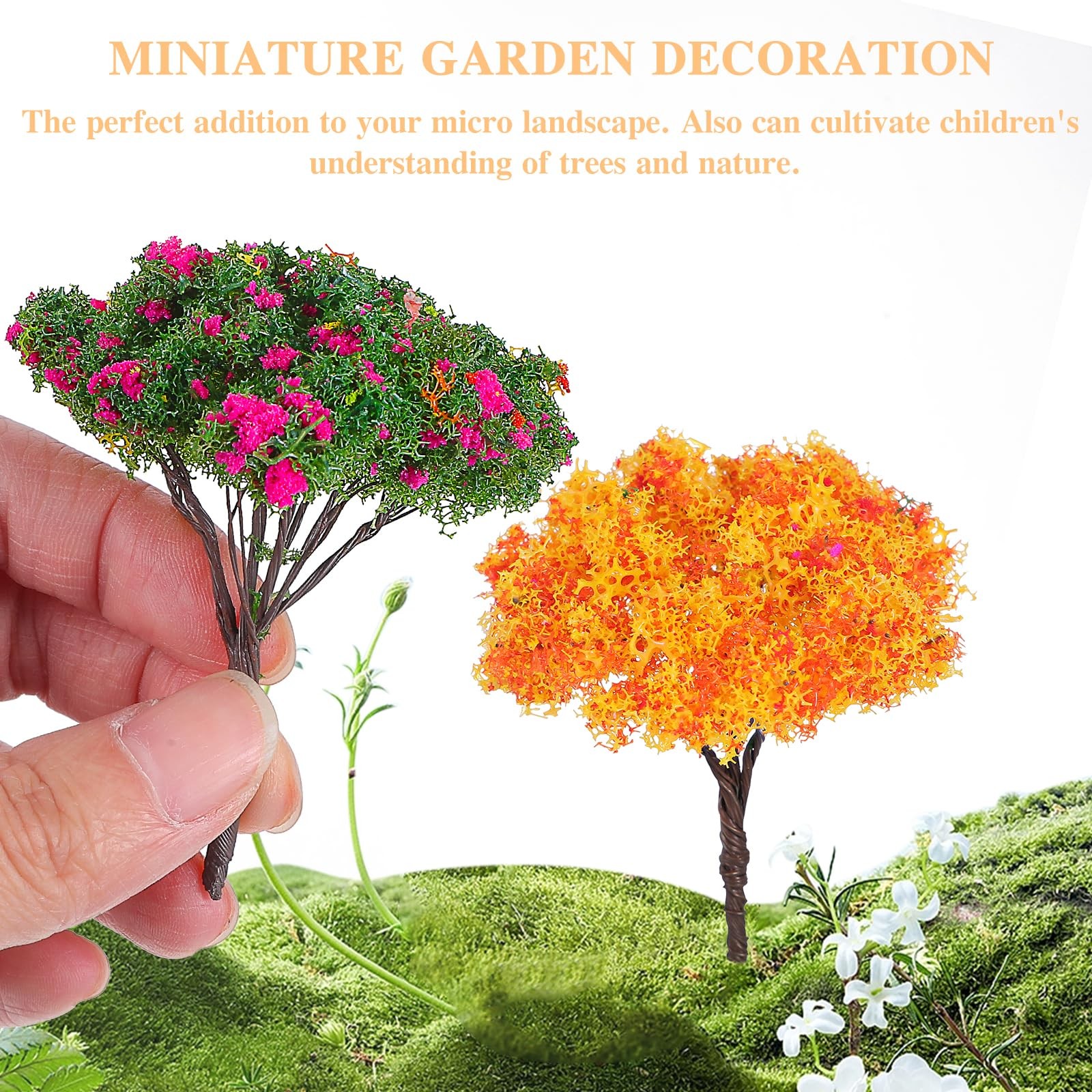 12 PCS Mini Trees Crafts 2.12.5 Inch Mixed Model Miniature Fairy Garden Train