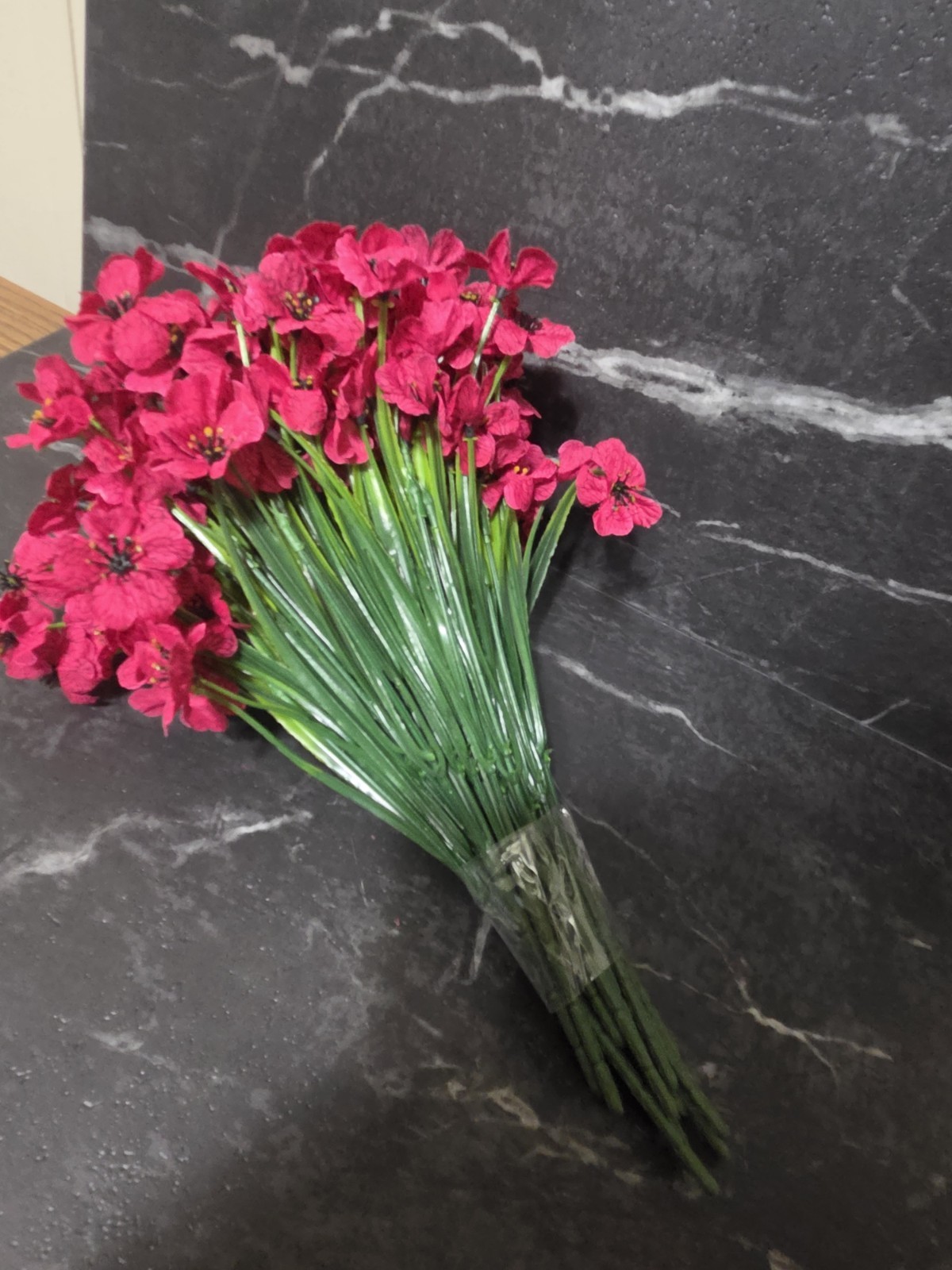 15 Pack Artificial Pink Floral Stems 14″ Black Center Craft Wedding Home Décor