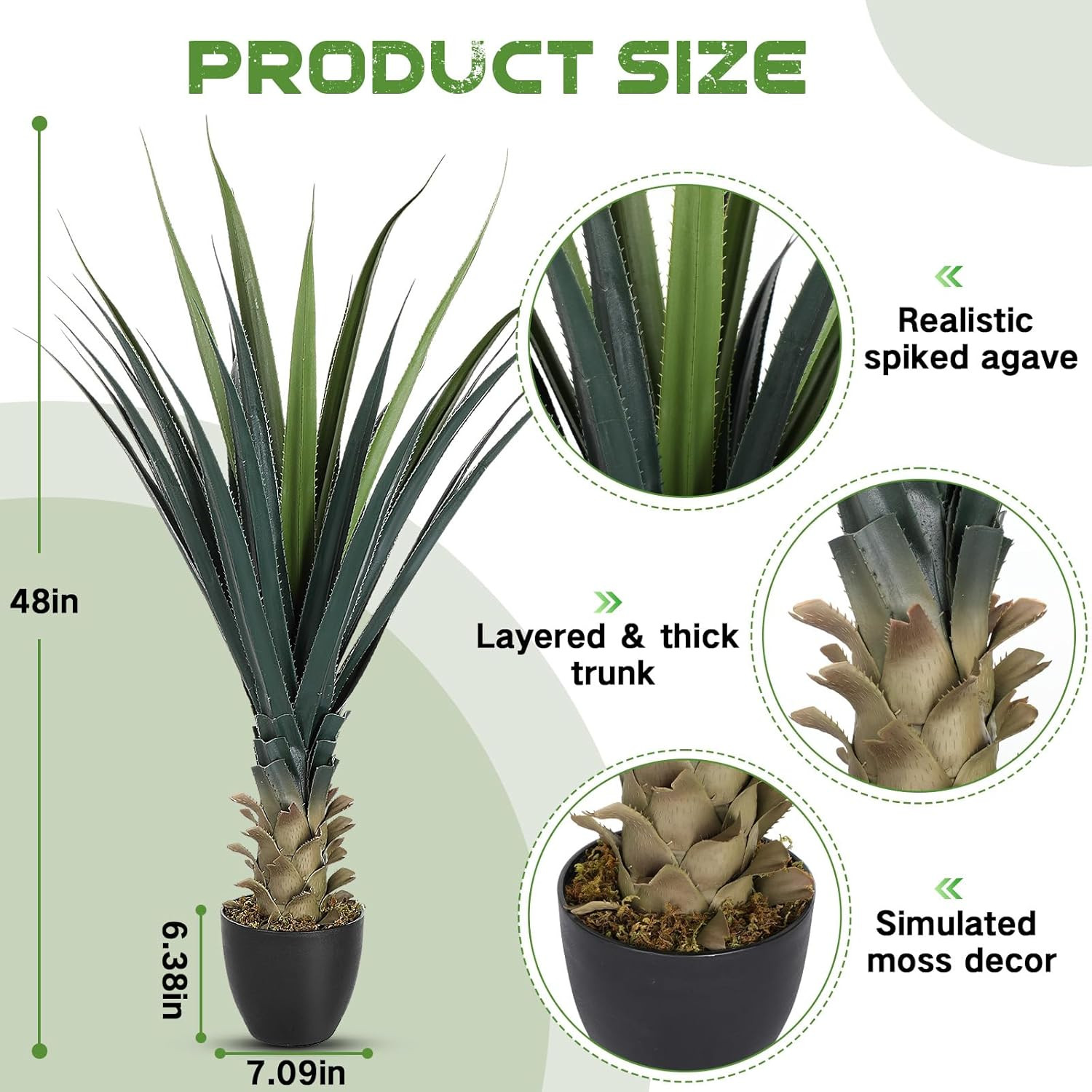 4Ft Tall UV Resistant Faux Agave Plant – Realistic Indoor/Outdoor Decor