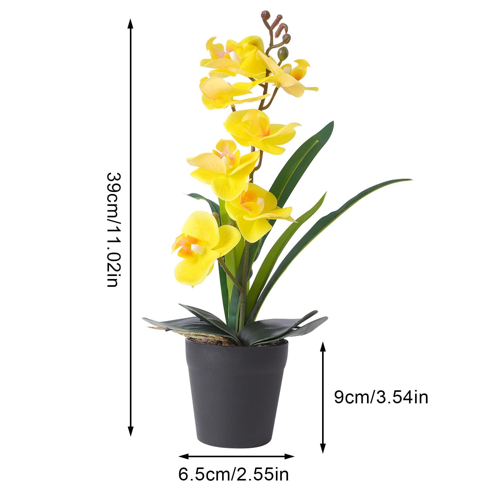 Real Touch Artificial Orchids Flower in Pot, Yellow Faux Orchids Flowers with…