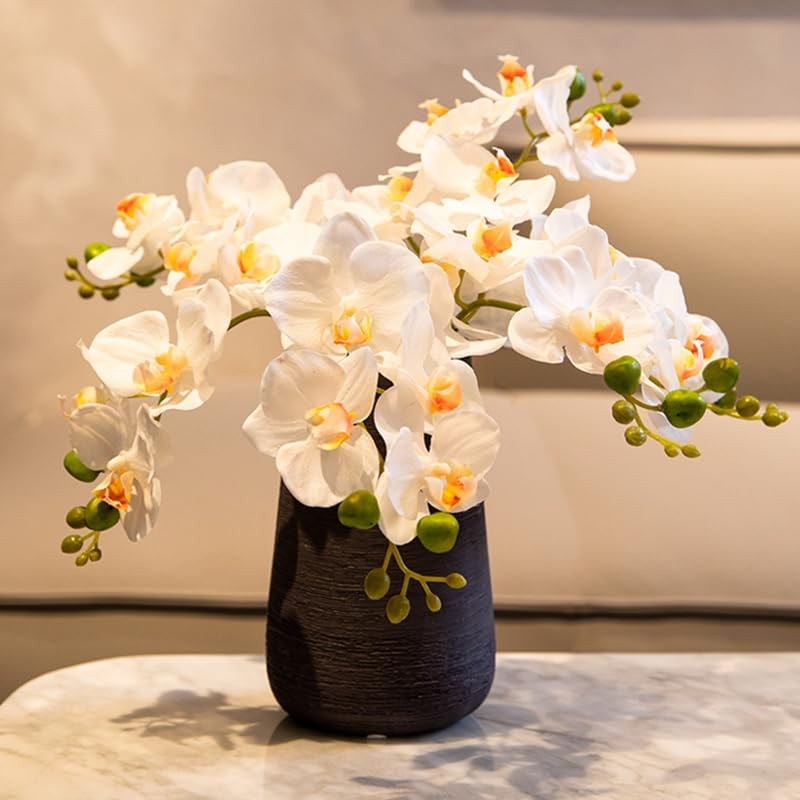 Artificial Flowers Real Touch Latex Phalaenopsis 17.7inch Orchid Stem Bouquets