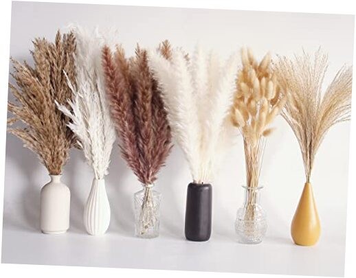 110 PCS Dried Pampas Grass Bouquet, Boho Table Decor, Bunny 110pcs Pampas Grass
