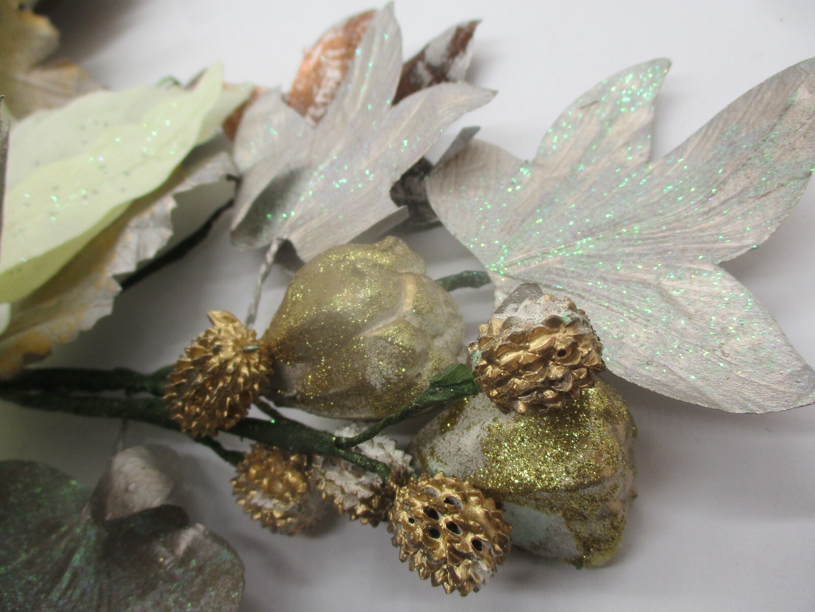 Christmas Flowers, Gold Cloth, Fake Acorns, Etc