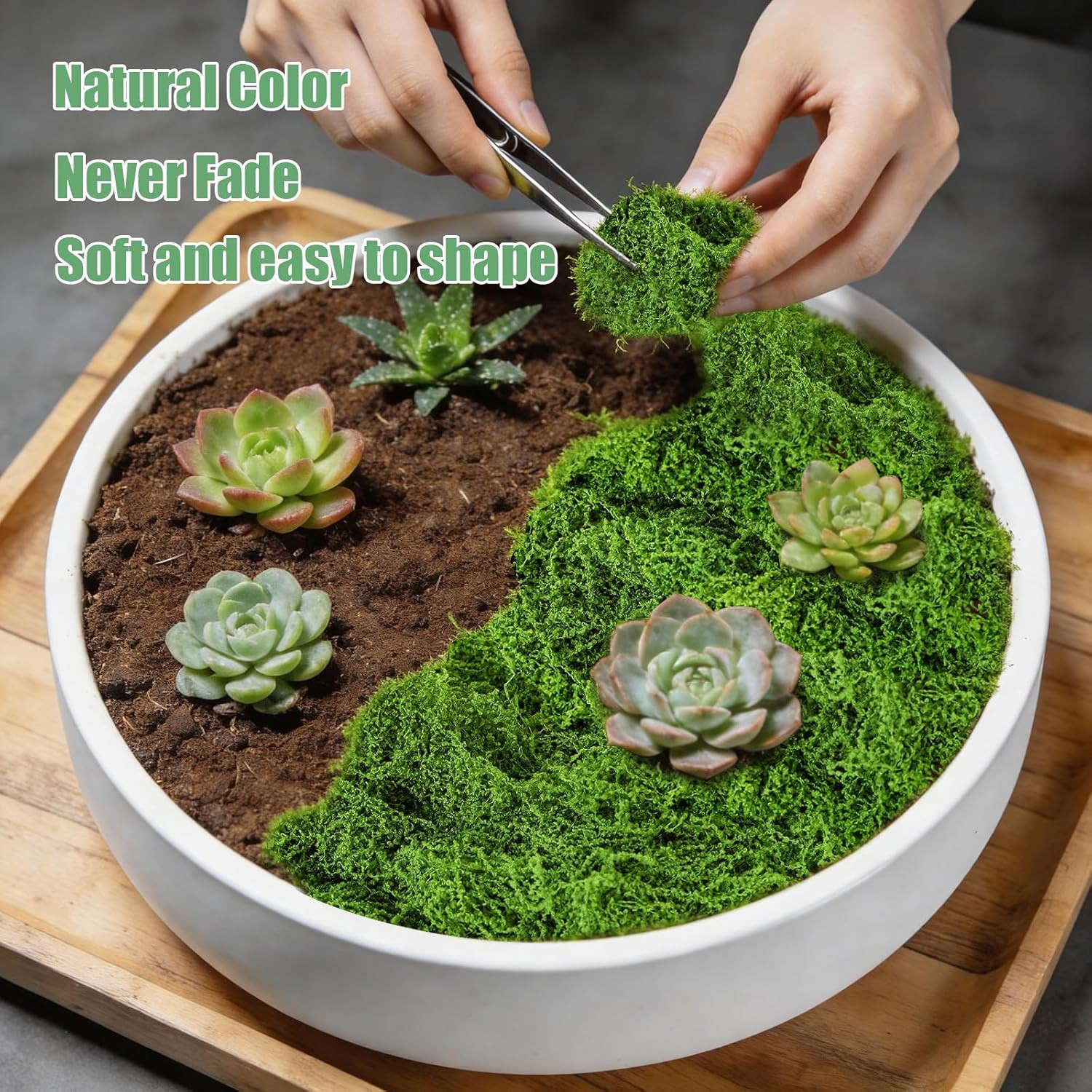 Fake Green Moss for Potted Plants Indoor, 5.3Oz Artificial Moss for DIY Crafts,