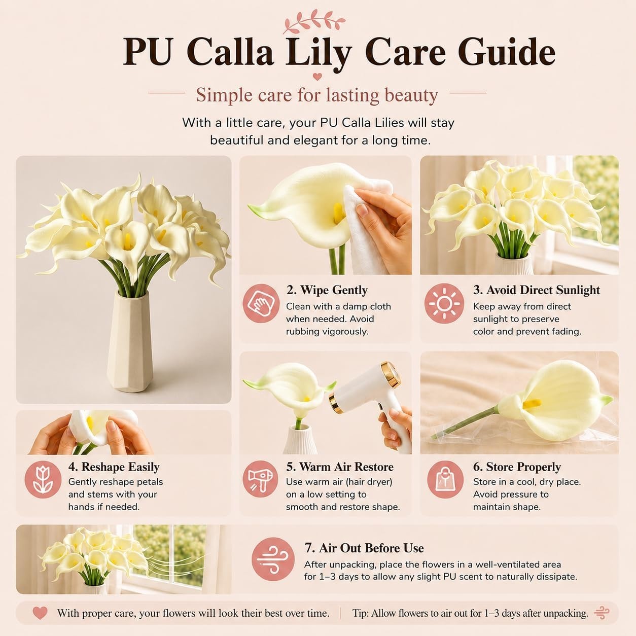 Realistic 20 Cream Calla Lilies – 13.5″ Elegant Floral Bouquet for Home & Events