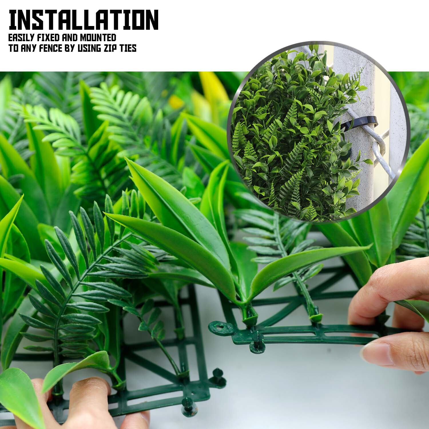 20″ Artificial Faux 3D Mix Leaves Wall Panel Fence Screen Home Outdoor Decor #09