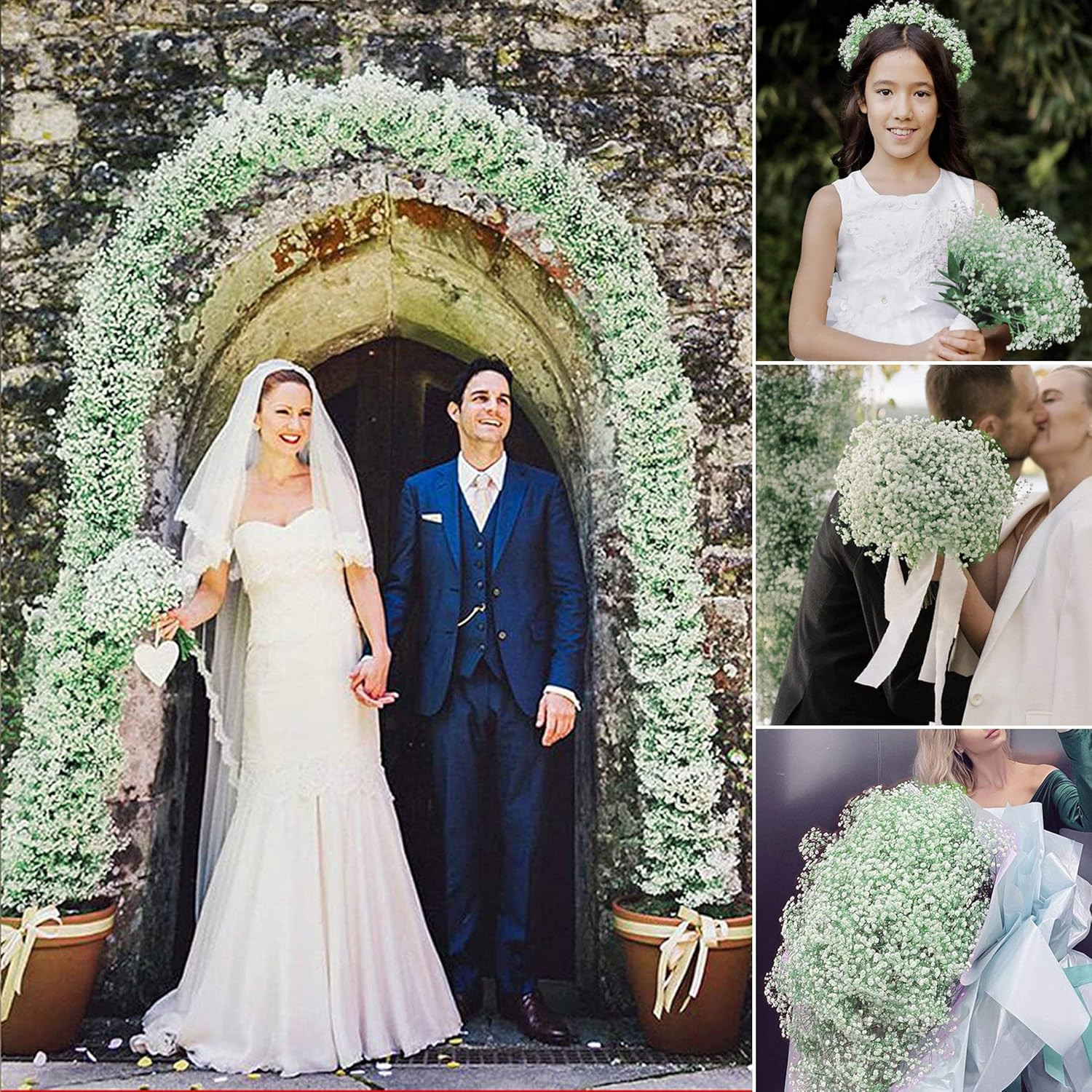 Babys Breath Artificial Flowers, 24 Pcs Fake Flowers Gypsophila Bouquet Fall Flo