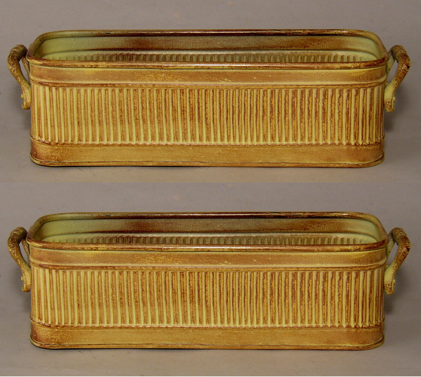 Planter Container Beige Window Handles Gift Basket 4.5″W 12″L 3.5″High Set of 2