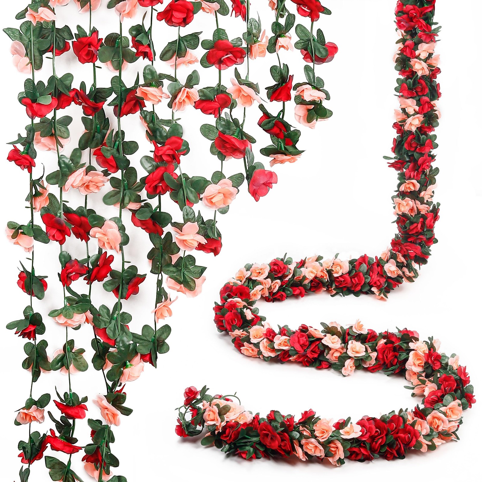 5 Pack 47 FT Fake Rose Vine Flowers Plants Artificial Flower Hanging Rose Ivy…