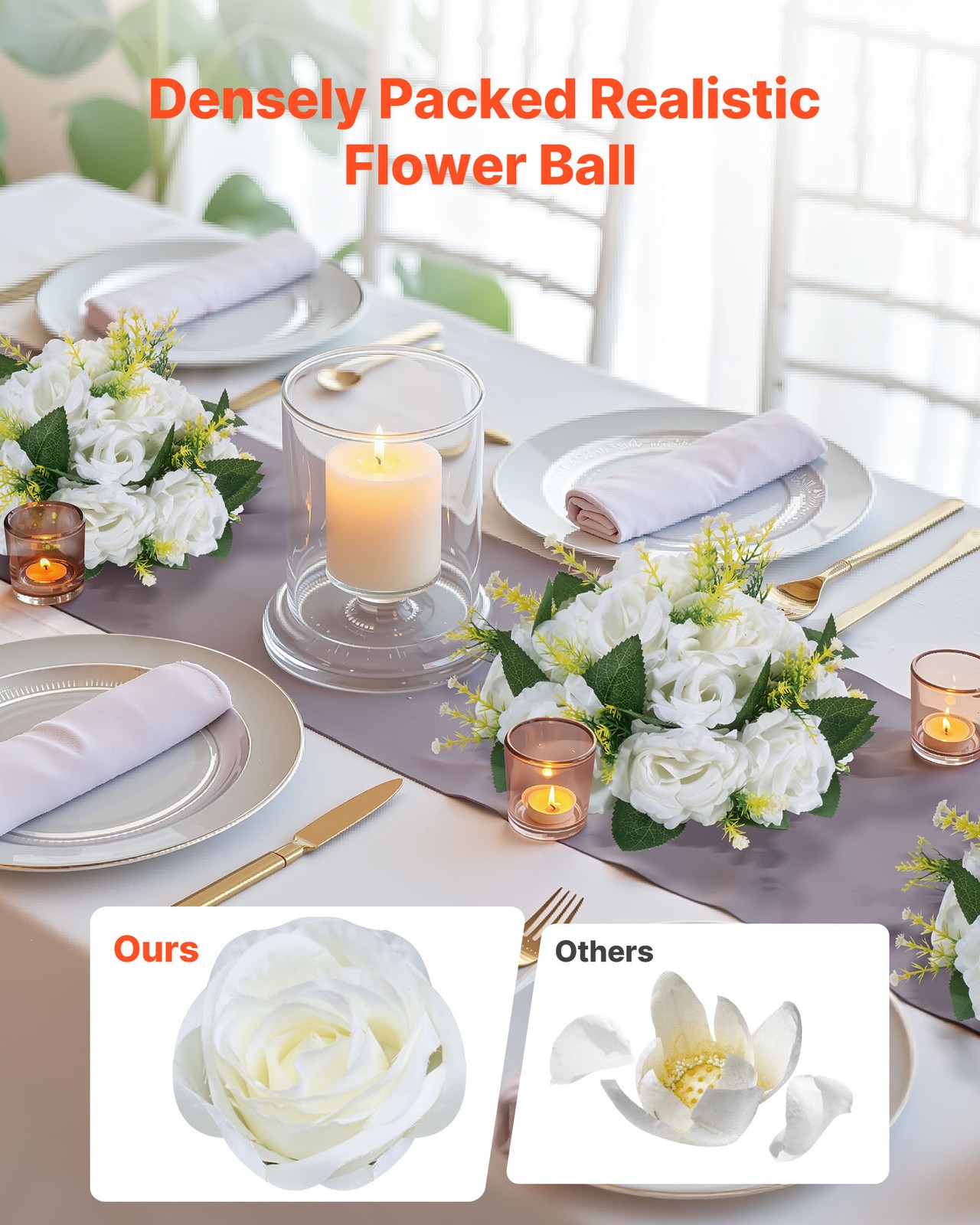 VEVOR Flower Balls Wedding Centerpieces 9.5-Inch Fake Flower Arrangement 10 PCS