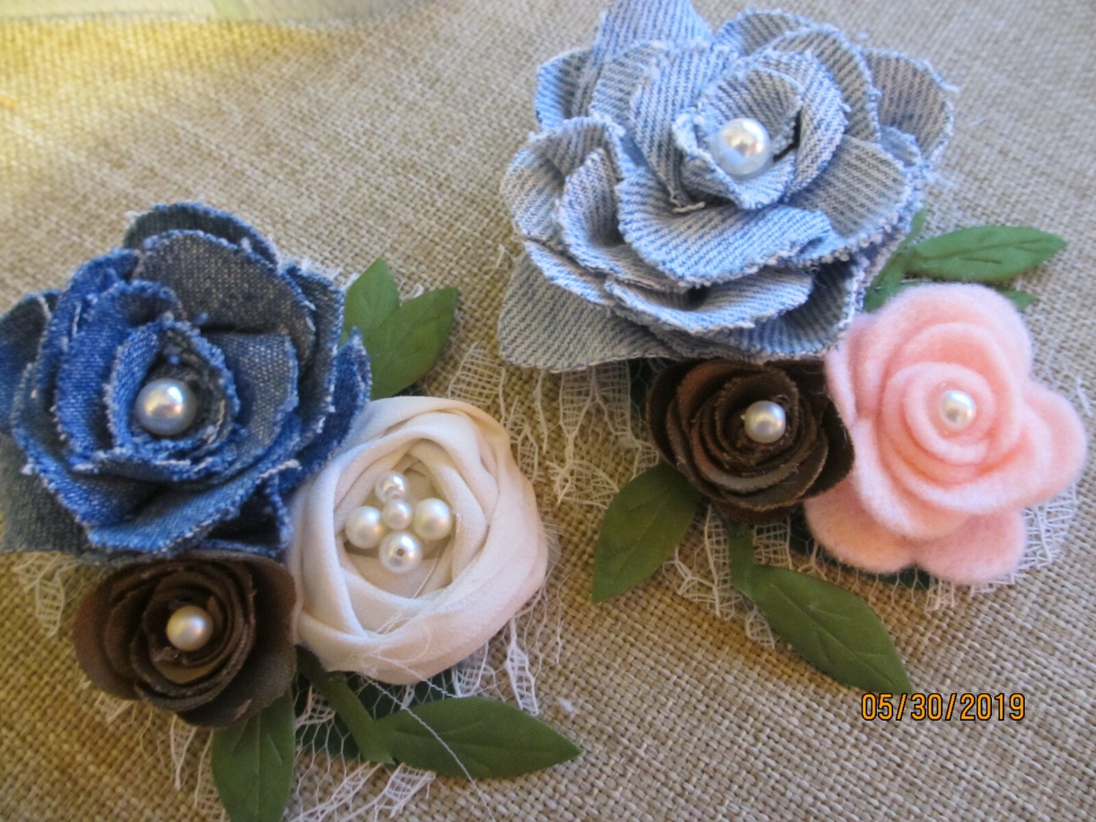 Purple Baby Flower Rustic Denim Rose Headband Flowers,Rustic Denim Rose Headband
