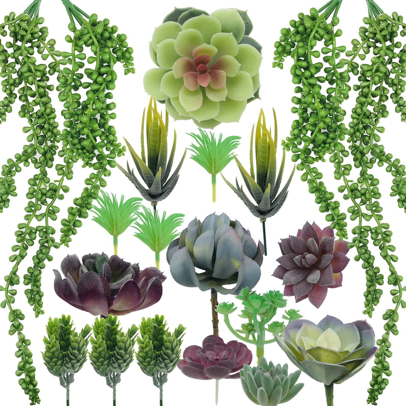Artificial Succulents, 20 Pack Realistic Faux Succulents Mixed Colors Fake Su…