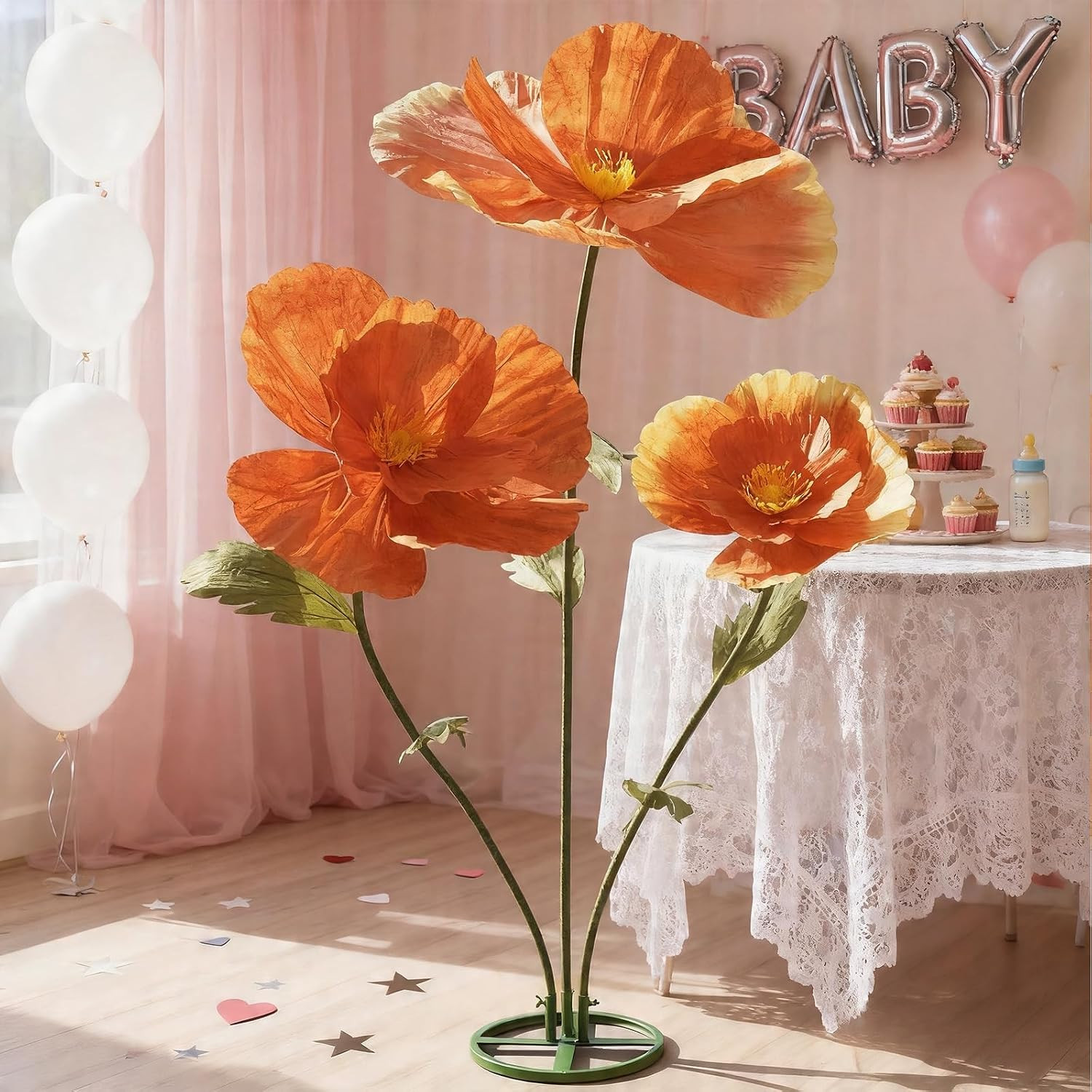Giant Artificial Paper Flowers for Decoration with Stand,Tall Artificial Bloom f