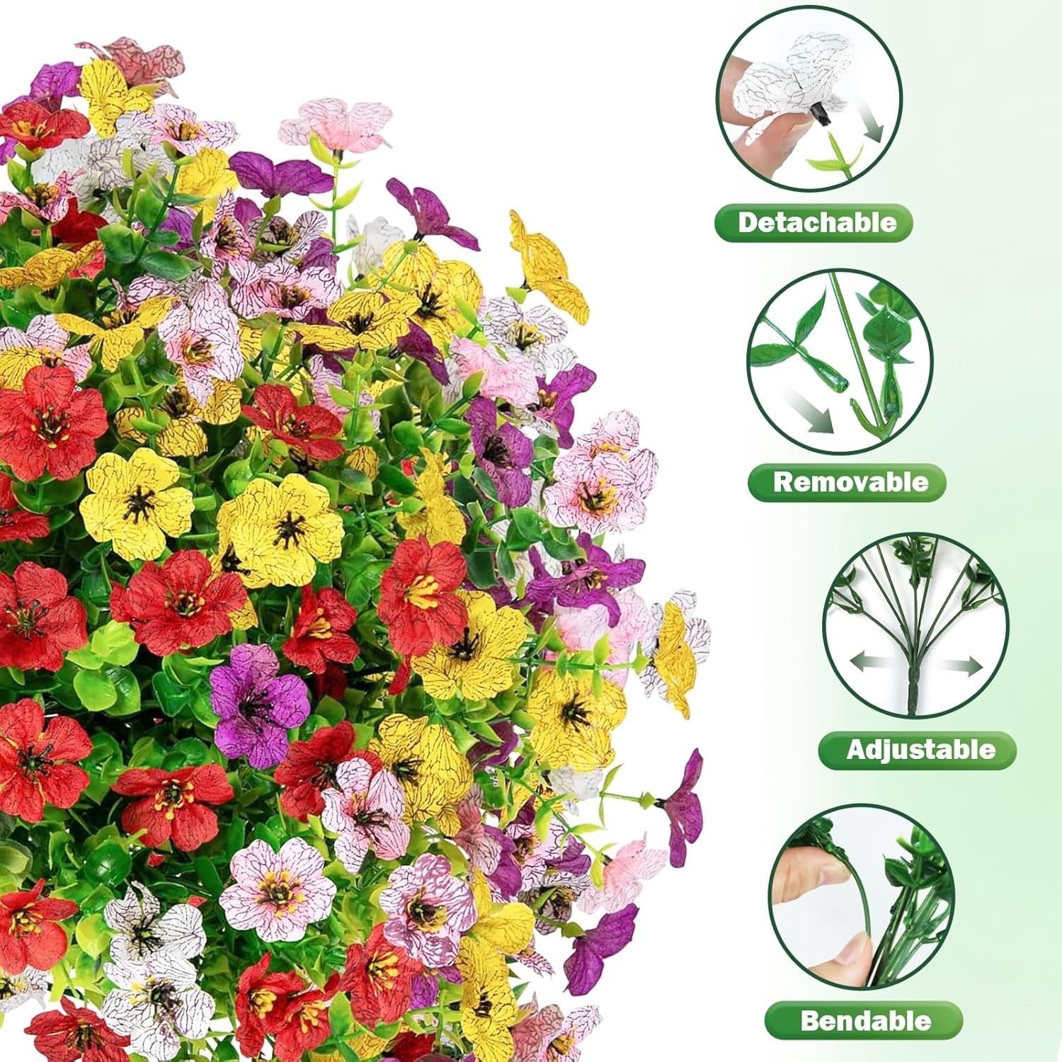 Realistic Artificial Outdoor Flowers UV-Resistant Plastic Fade Resistant Flowers