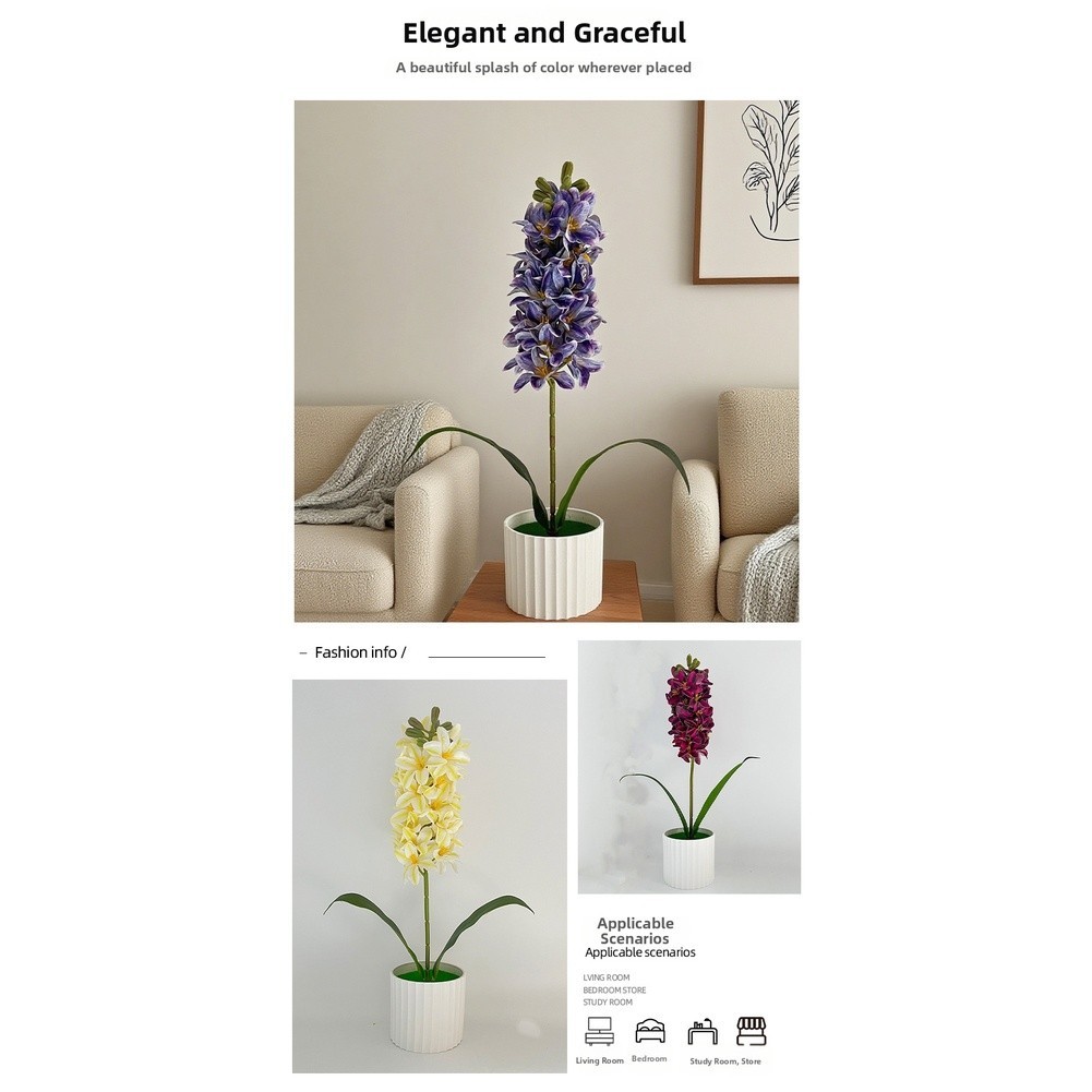 Hyacinth Floral Decor in Pot for Table Centerpiece For Home Office Use