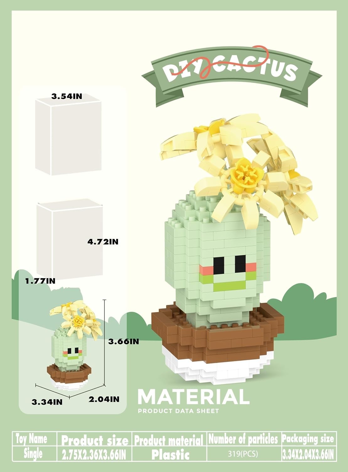 Single Cute Cactus Succulent Plant Bonsai Building Toy | Mini potted blocks p…