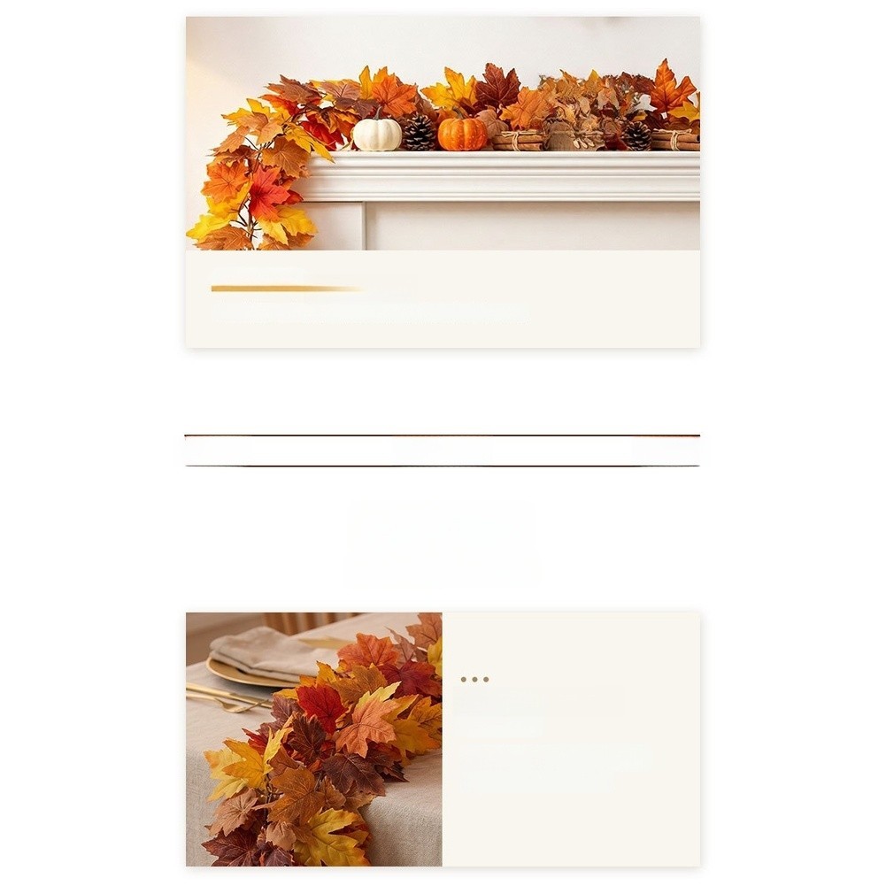 Autumn Decor Vine with Realistic Maple Leaves Faux Silk for Mantel Entryway
