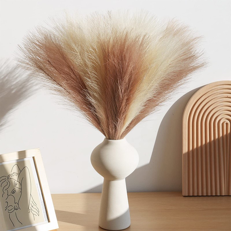10-100PCS Artificial Pampas Grass Bouquet – Fluffy Boho Reed Stems for Wedding,