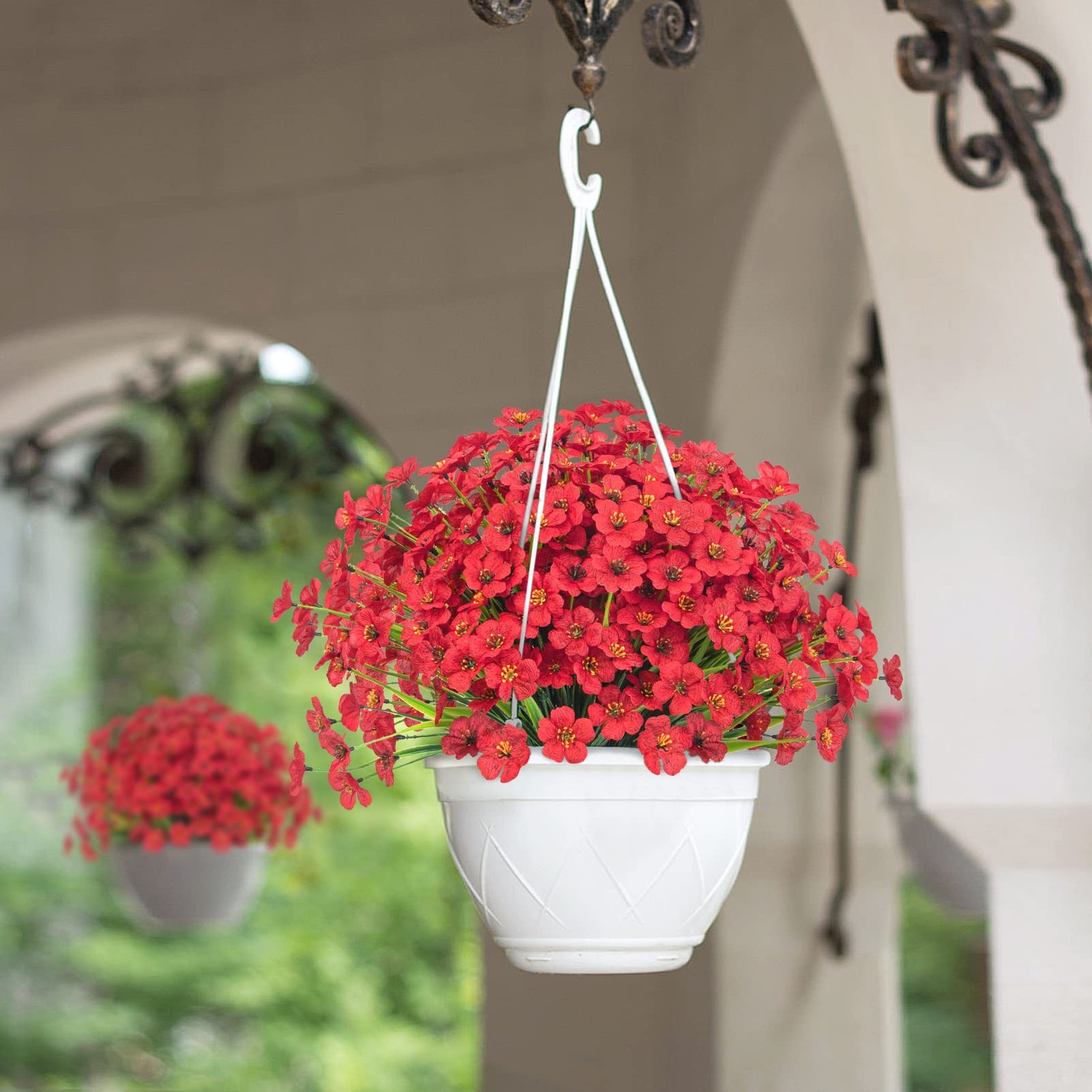24 Bundles Artificial Flowers for Outdoors Decorations, Red