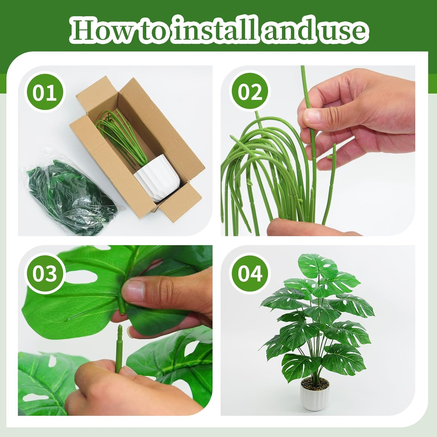 Freyalife 28“ Fake Plant Artificial Monstera for Room Decor, Faux Potted Plants