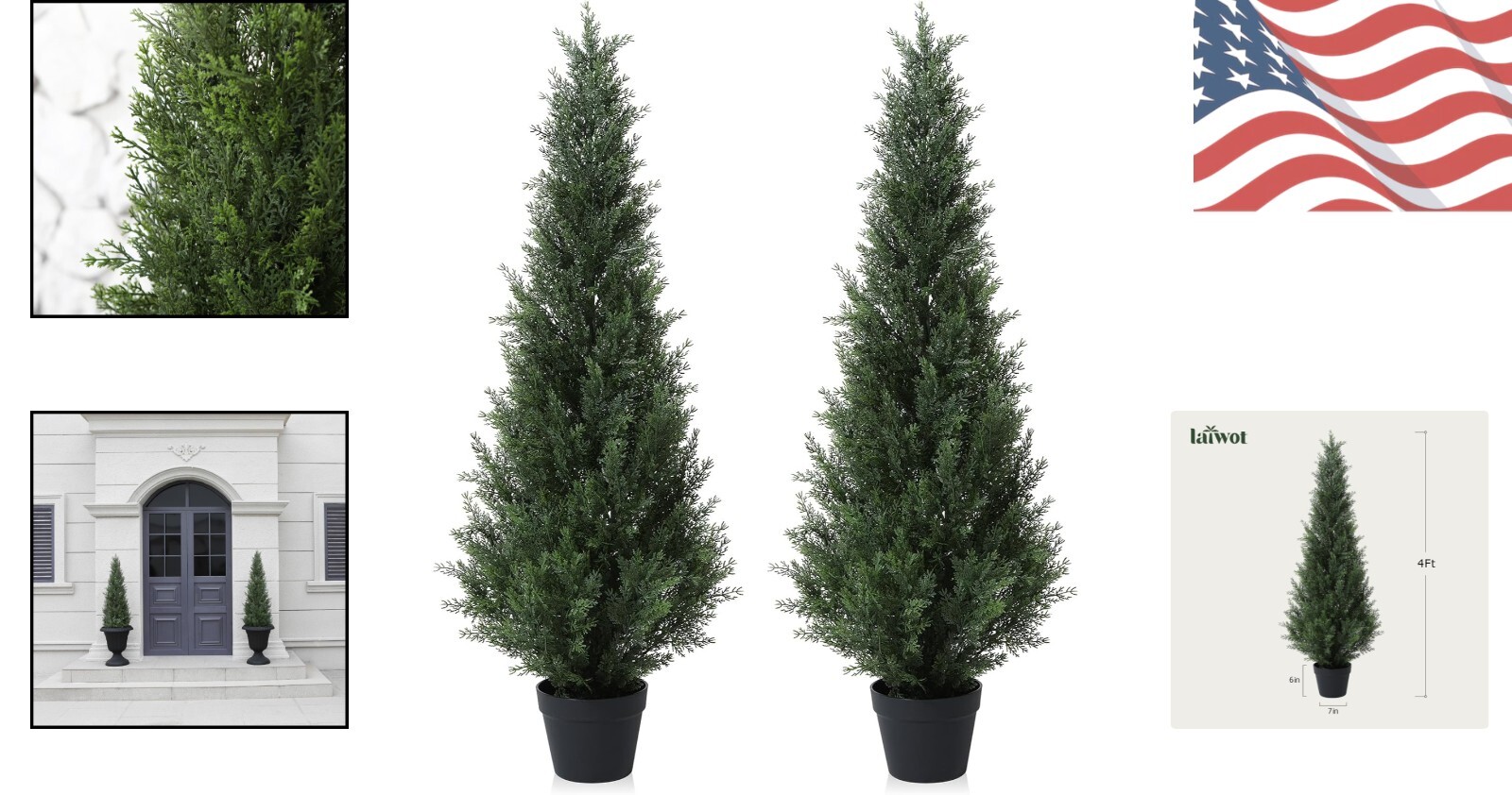 Set of 2 – 4FT Artificial Cedar Topiary Trees for -Round Outdoor Elegance