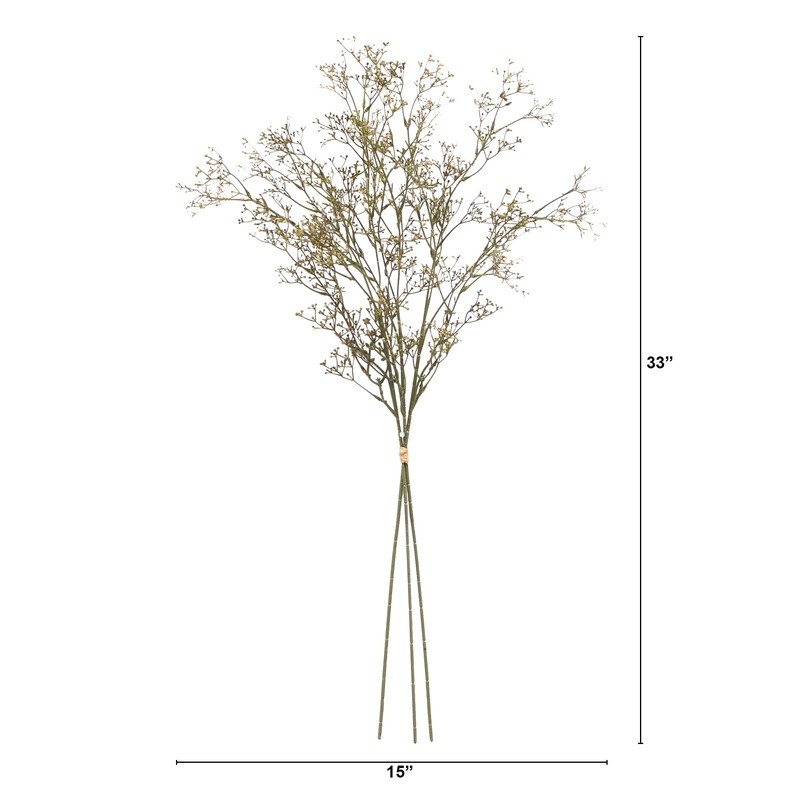 Artificial Dried Rice Stem Bundle Set of 3 Indoor Decor DIY Arrangement New