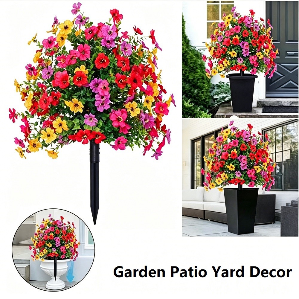 Artificial Flowers For Outdoors Spring Decoration with Spike UV Resistant Garden