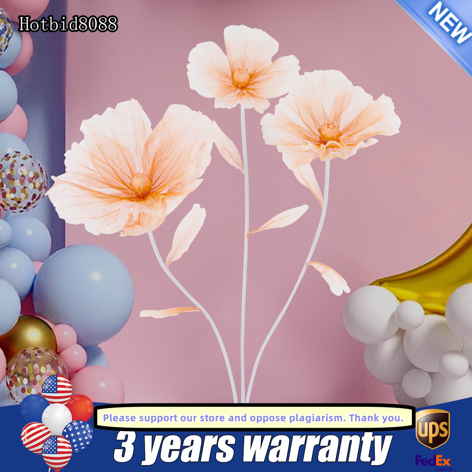 Large Artificial Wedding Flowers Three-headed Wedding Decorative Height:170cm