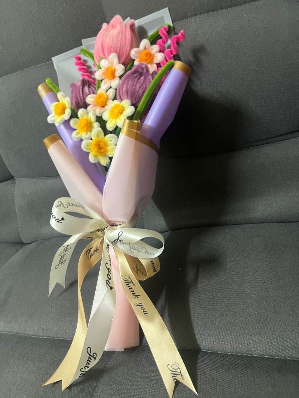 Pipe Cleaner Flowers tulip Bouquet Handmade ready stock