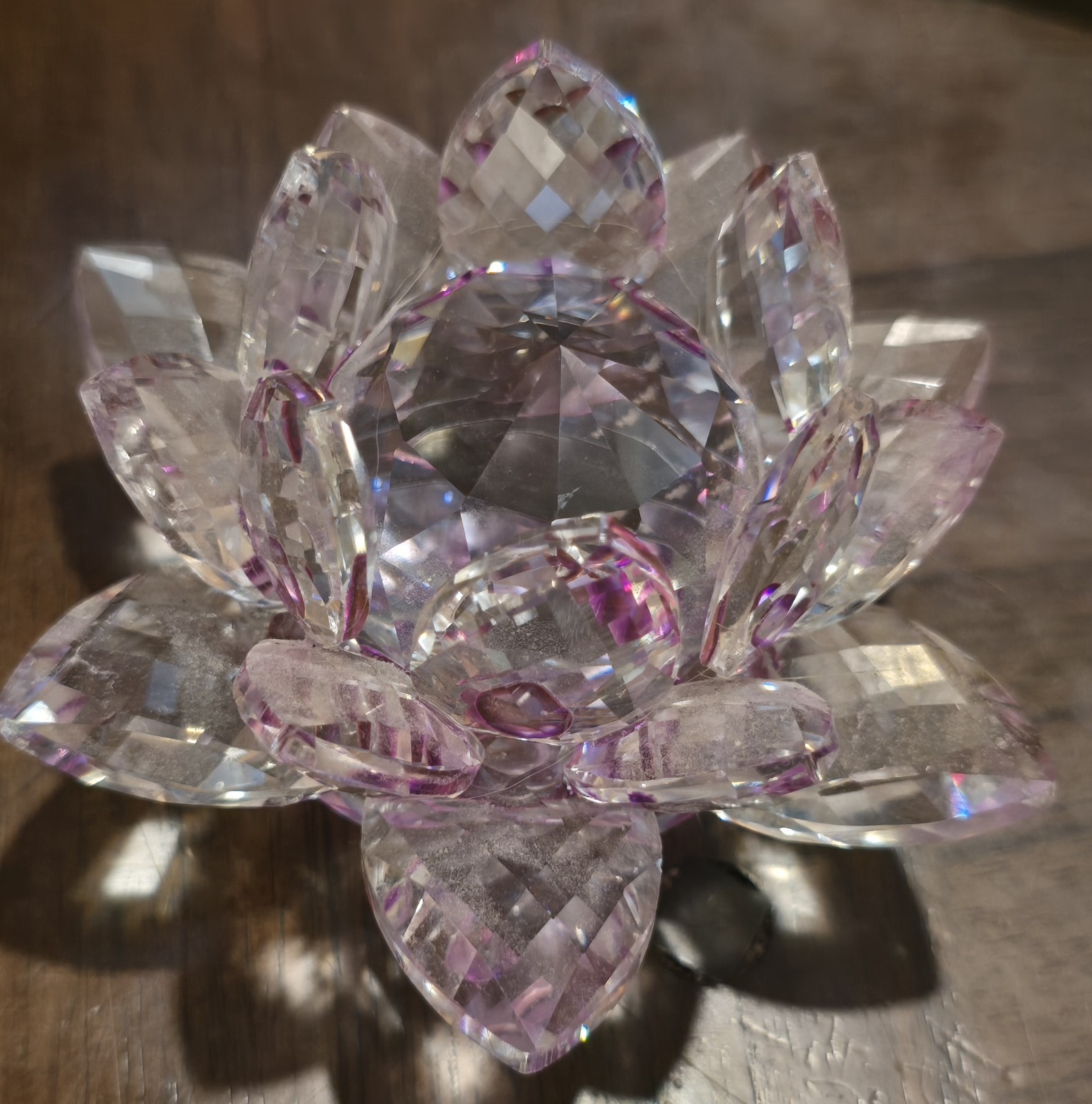 3⅝” Crystal Lotus Flower Pink/Purple Accent Decorative Mini Centerpiece Table