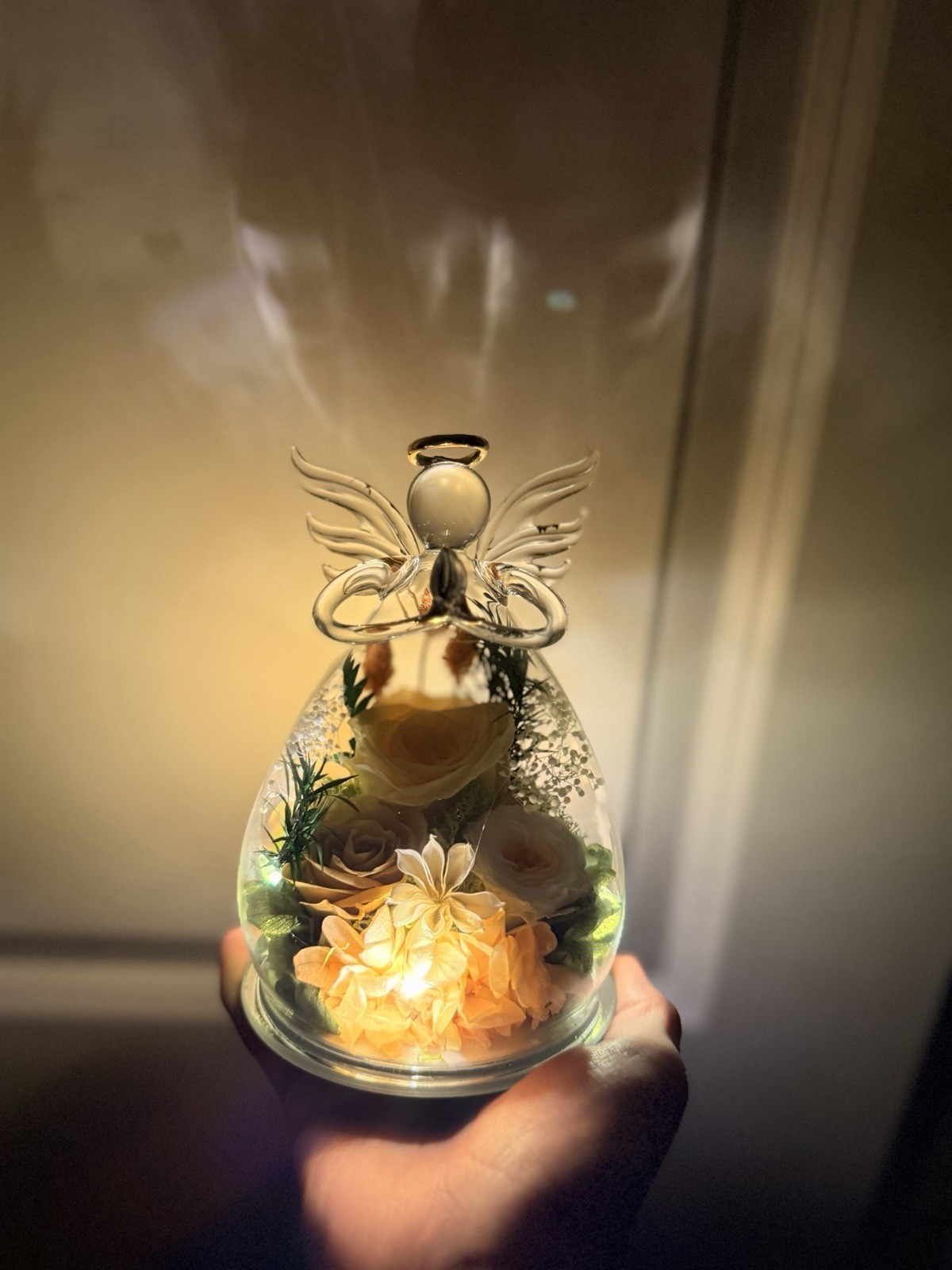 Angel Gifts for Women Mom Grandma Preserved Real Rose in Glass Angel Figurine