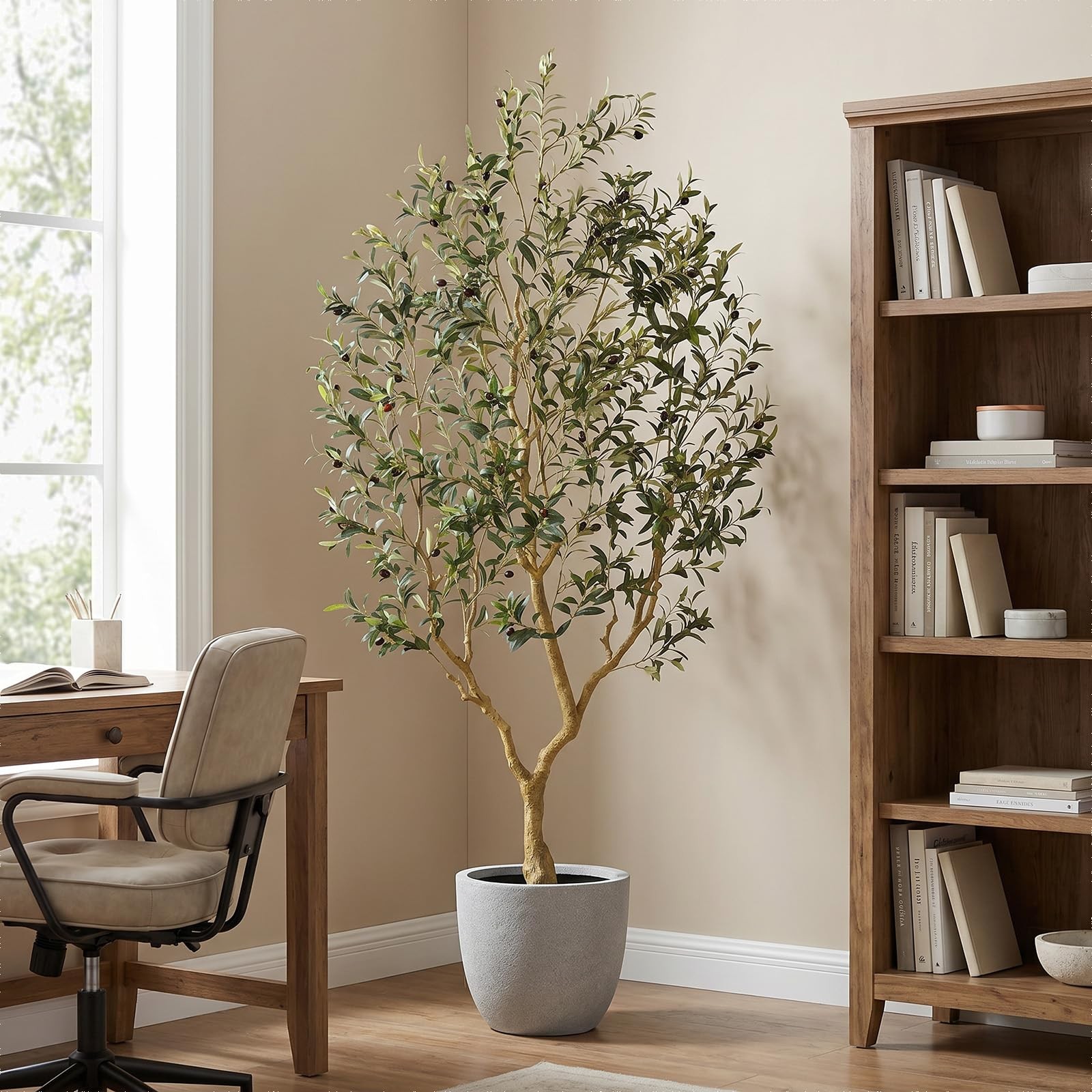 Olive Trees Artificial Indoor, 7FT Faux Olive Tree with Lifelike Branches and…