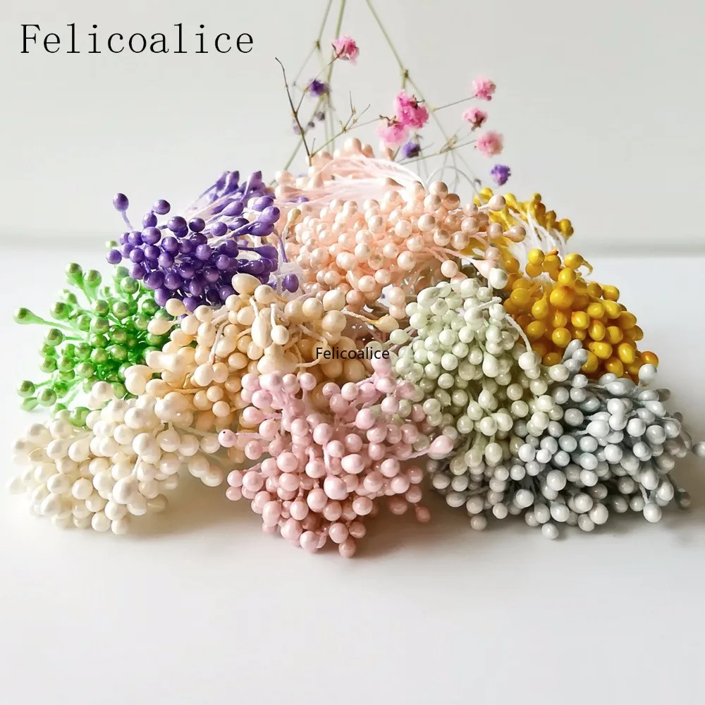 Multicolor 3mm 500pcs Artificial Sugar Flower Stamen For Craft Home Wedding