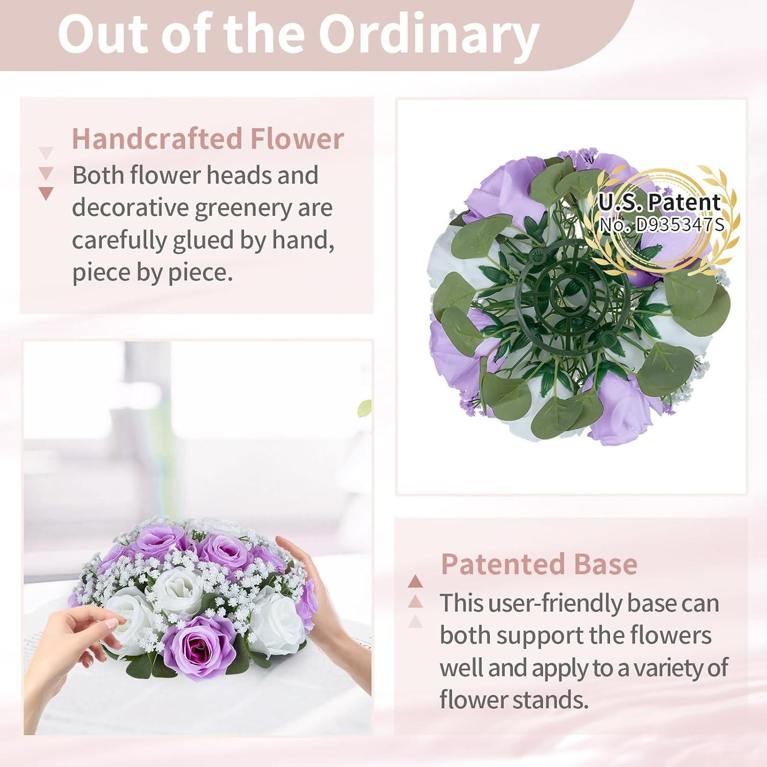 NUPTIO Flower Balls for Table Centerpieces: Purple & White Artificial Rose