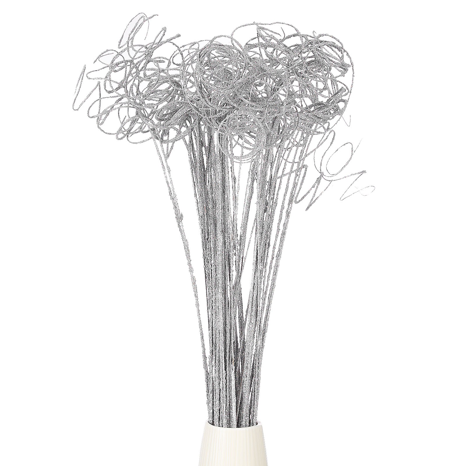 60 Pcs Glitter Dried Curly Willow Branches Natural Branches Twigs, Silver