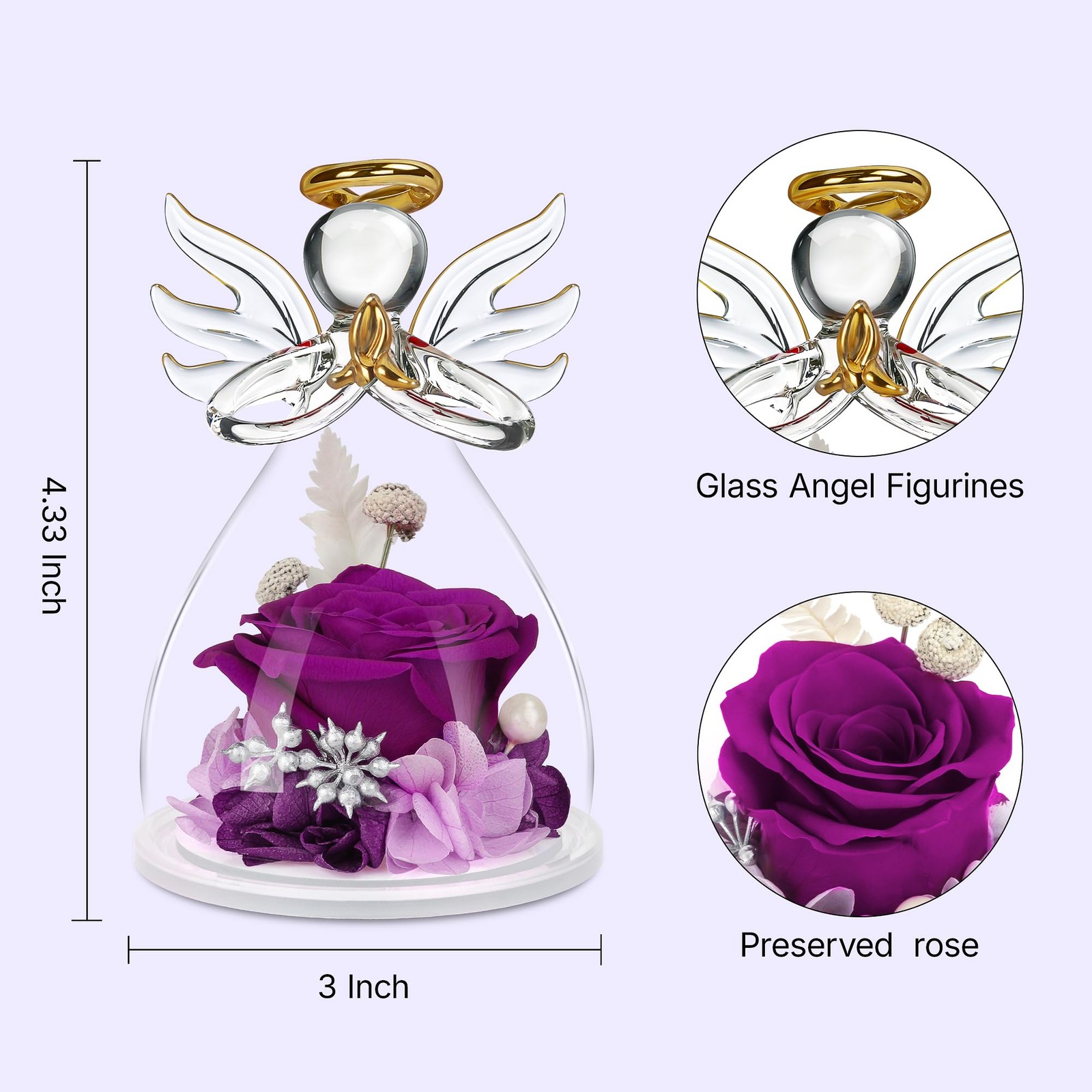 Preserved Angel Figurine Flowers Gifts for Mom, Her, Mother’s Day, Birthday