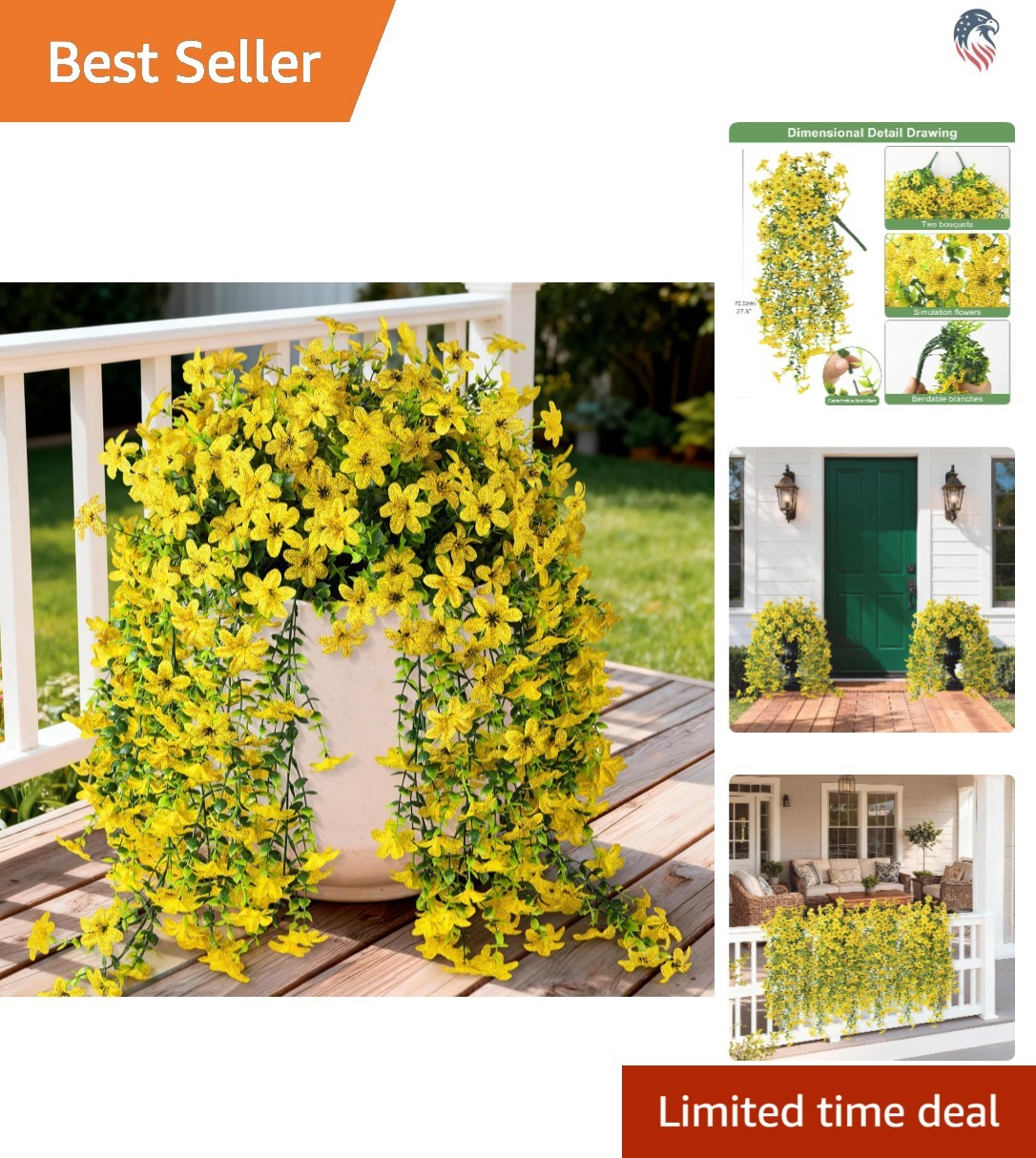 Compatible with Various Models Faux Silk DaisyArtificial Flowers Outdoor UV R…