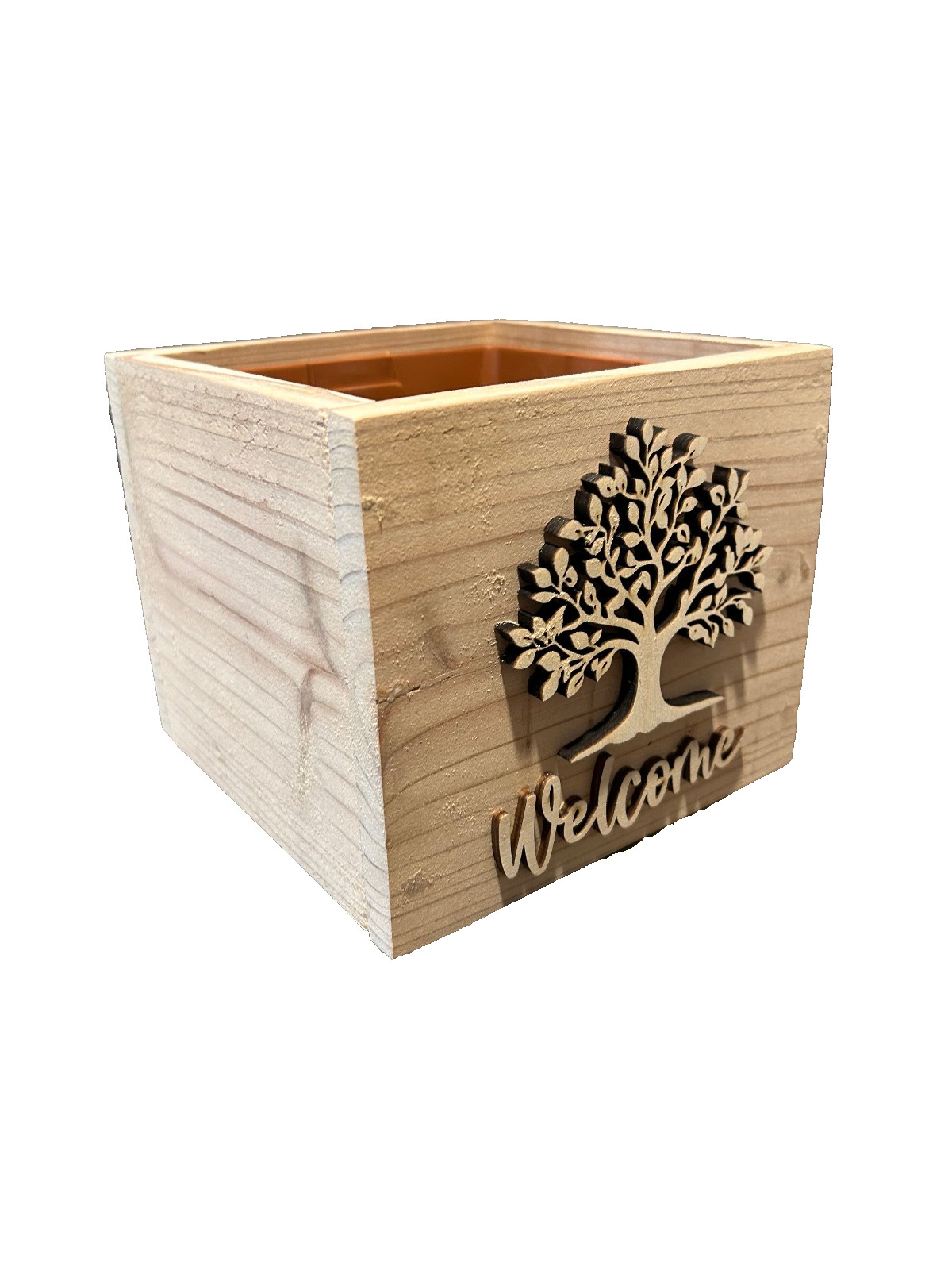 Welcome Cedar Wood Planter Box W/ Liner 6.5″ x 5.5″