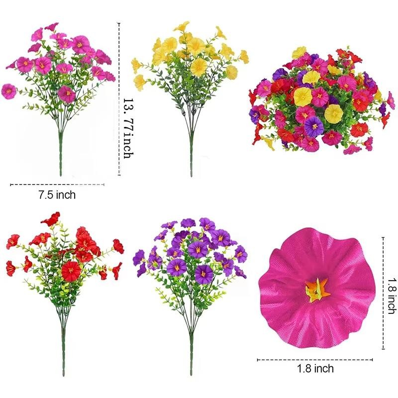 4 Bundles Artificial Morning Glory & Eucalyptus UV Resistant Outdoor Set