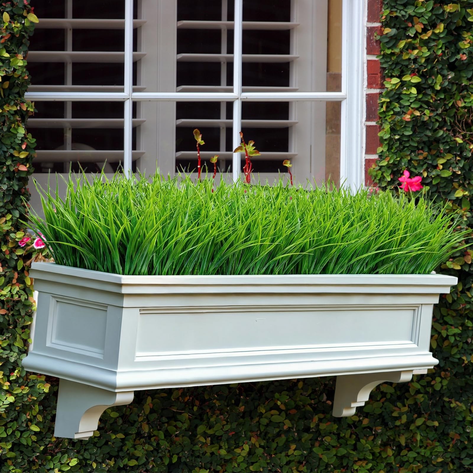 12 Bundles Artificial Grass Fake Plants，Outdoor Fake Grass for Pot UV Resista…
