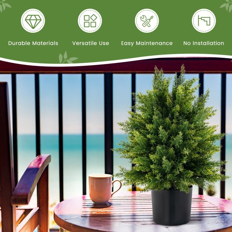 2Pack Outdoor Artificial Topiary Ball Tree Set Home Decoration w/Built in Cement