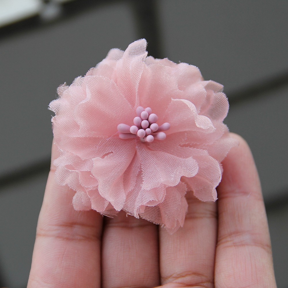 5cm Handmade Chiffon Multilayer Fabric Cored Flowers For DIY Hair Accessories