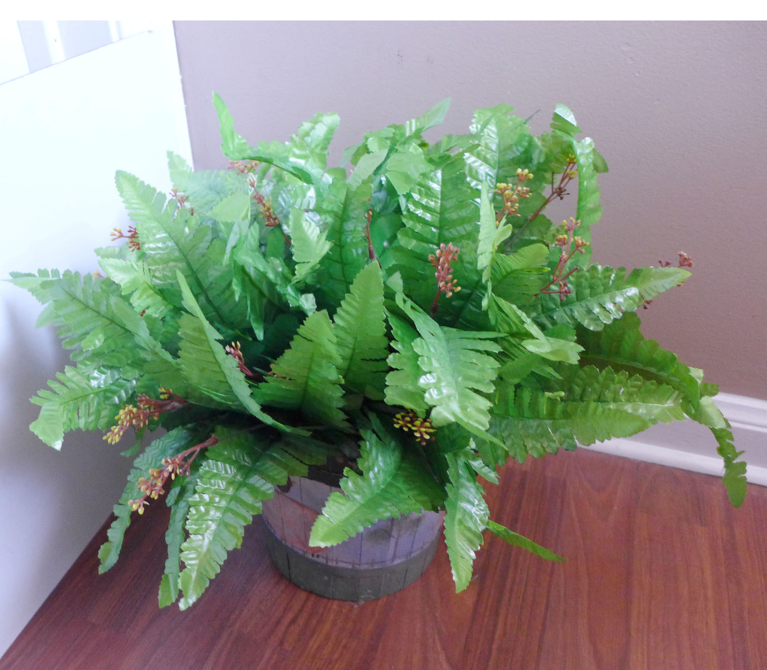 Artificial Blooming Boston Fern Bush Silk Fern Leaf Plants Grass (set of 4)