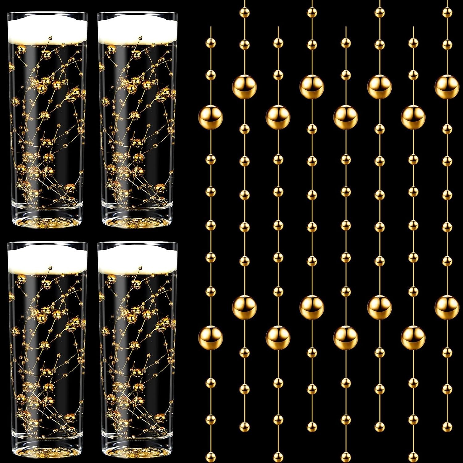48 Pcs Gold Artificial Pearls – Perfect for Floating Candle Decor & Crafting