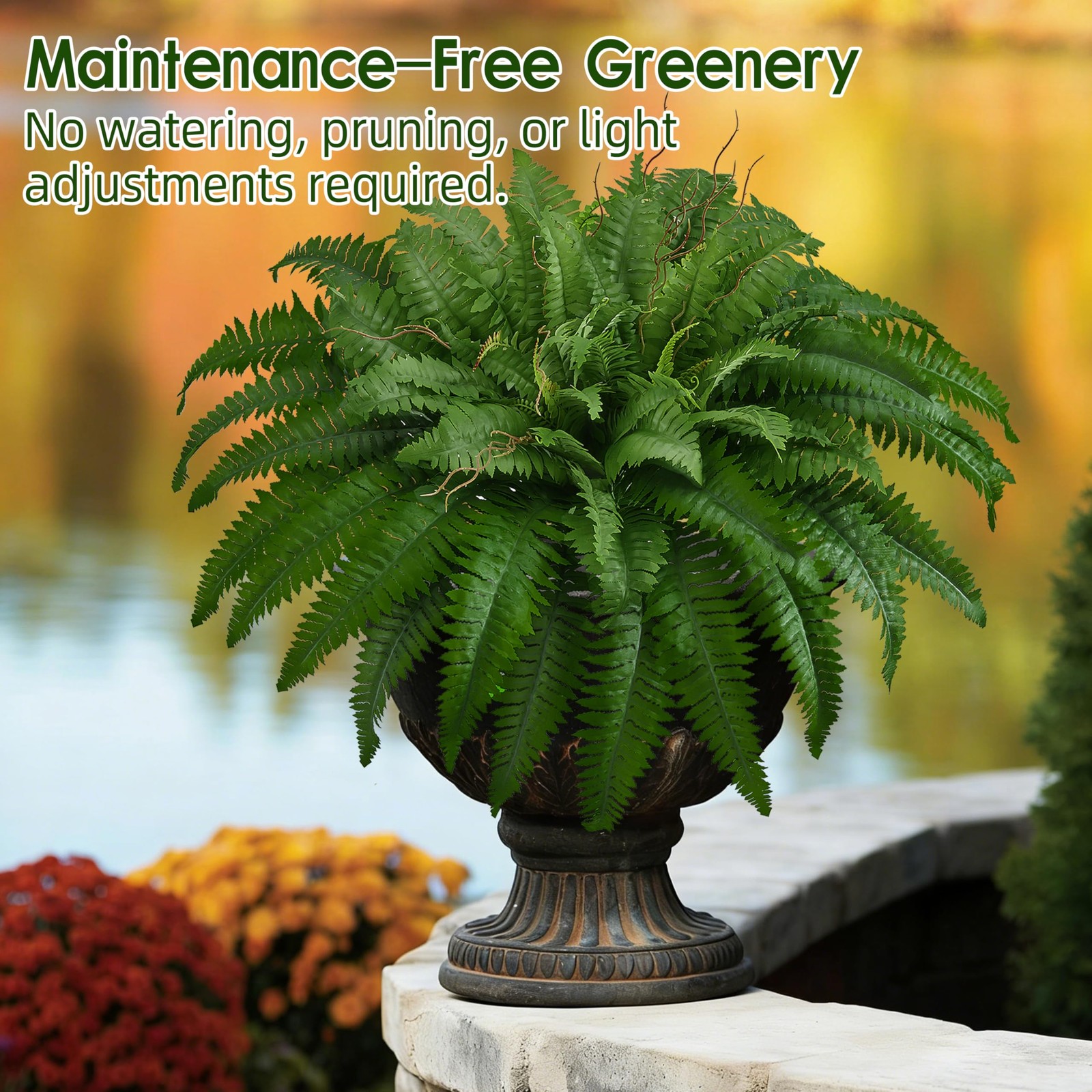 42In Artificial Boston Ferns Bush, Set of 2 Large Faux Ferns Plants, 79 Branc…